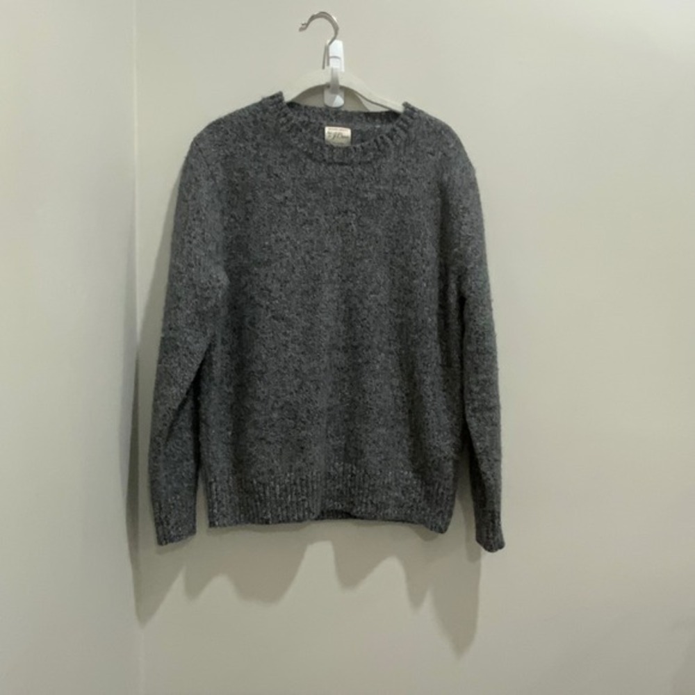 J.Crew Rugged Merino Wool Blend Sweater Mens Large Gray Marl Crewneck Knit